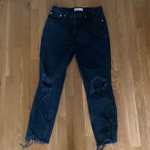 Abercrombie and Fitch - ripped high rise mom Jean size 28.